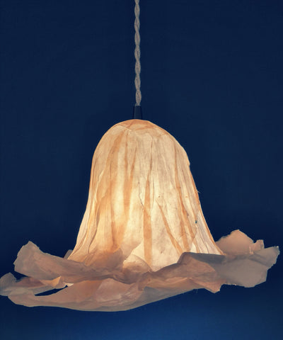 Lampe à suspendre "WAABI" papier japonais chanvre et blanc