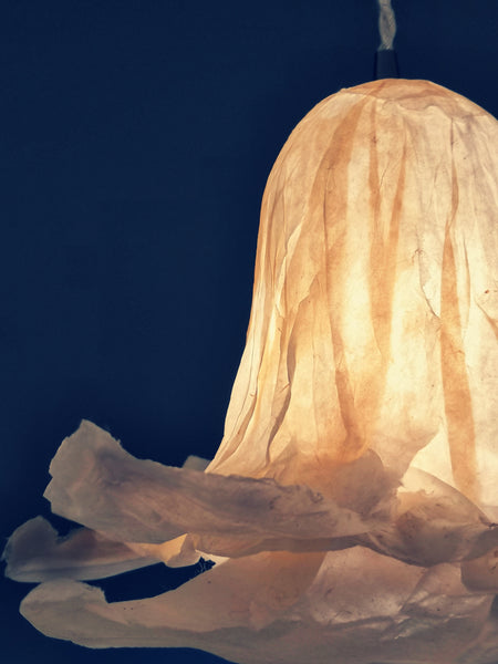Lampe à suspendre "WAABI" papier japonais chanvre et blanc