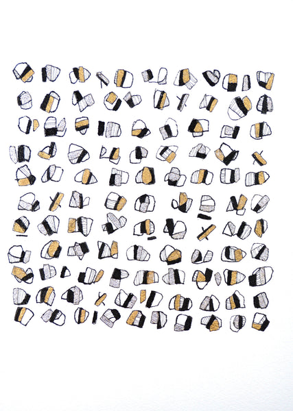 Litanies - Tud - Dessin contemporain à l’encre sur papier d’art 30x30cm