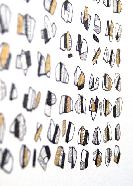 Litanies - Tud - Dessin contemporain à l’encre sur papier d’art 30x30cm