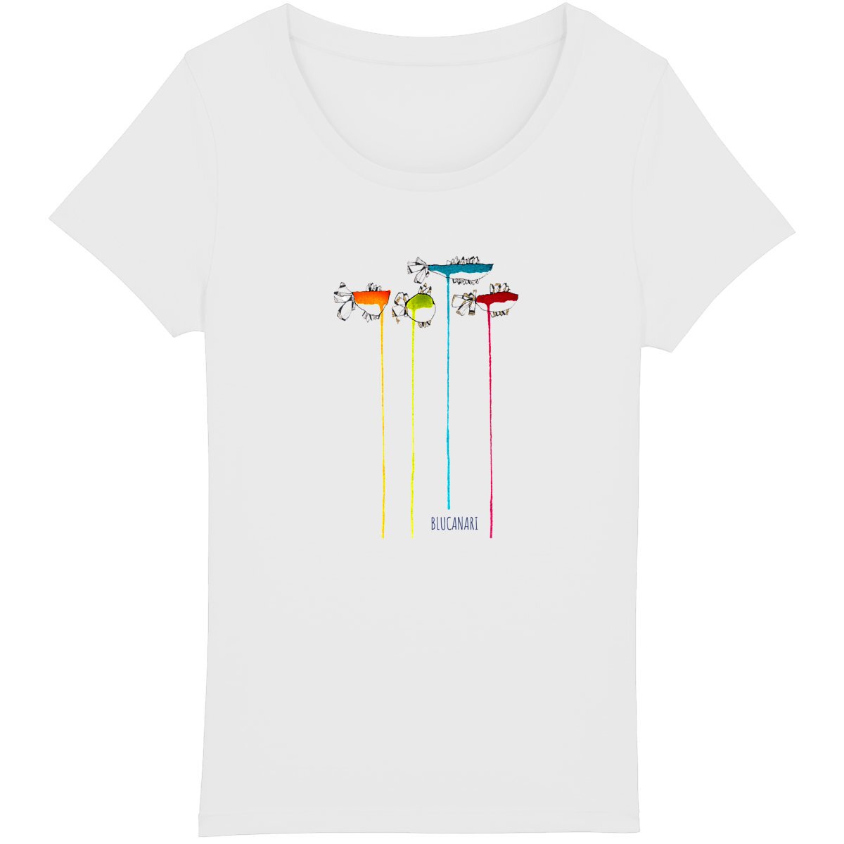 T shirt femme WET FISHES MULTICOLOR - BLUCANARI
